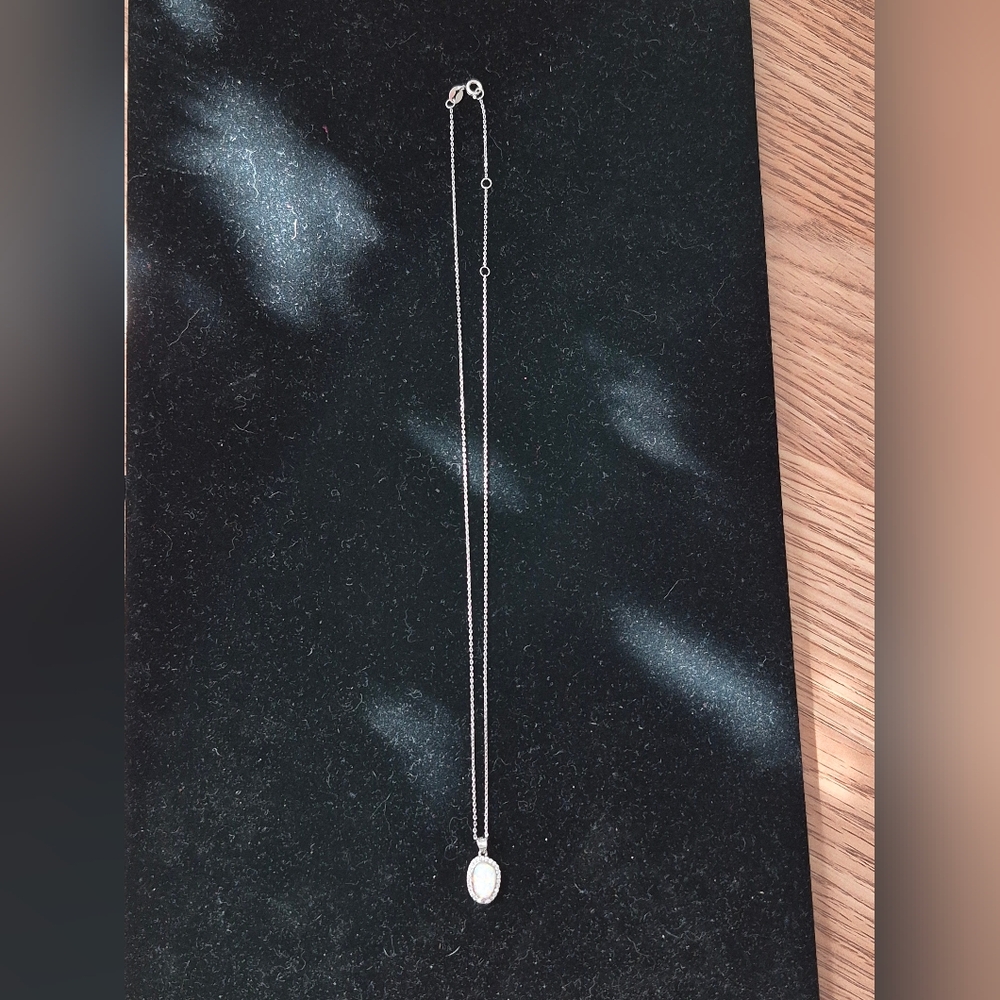 .925 Sterling Silver Round White Opal Necklace